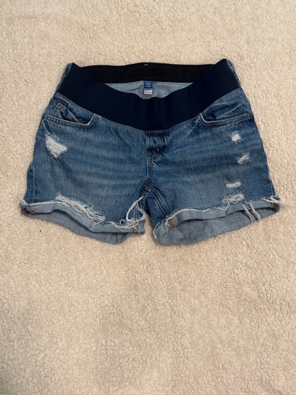 Old Navy Blue Distressed Maternity Jean Shorts